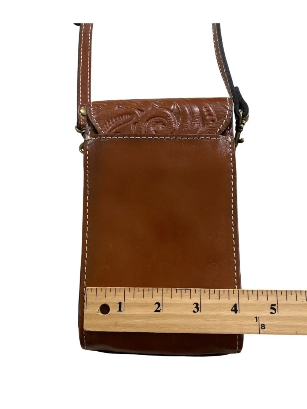 Patricia Nash RIVELLA Florence Leather Crossbody Bag Phone Case Brown